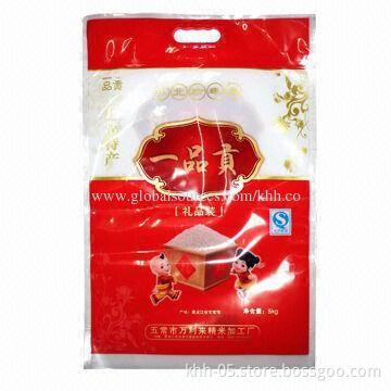 Plastic rice packing bag, clear window or handle is available